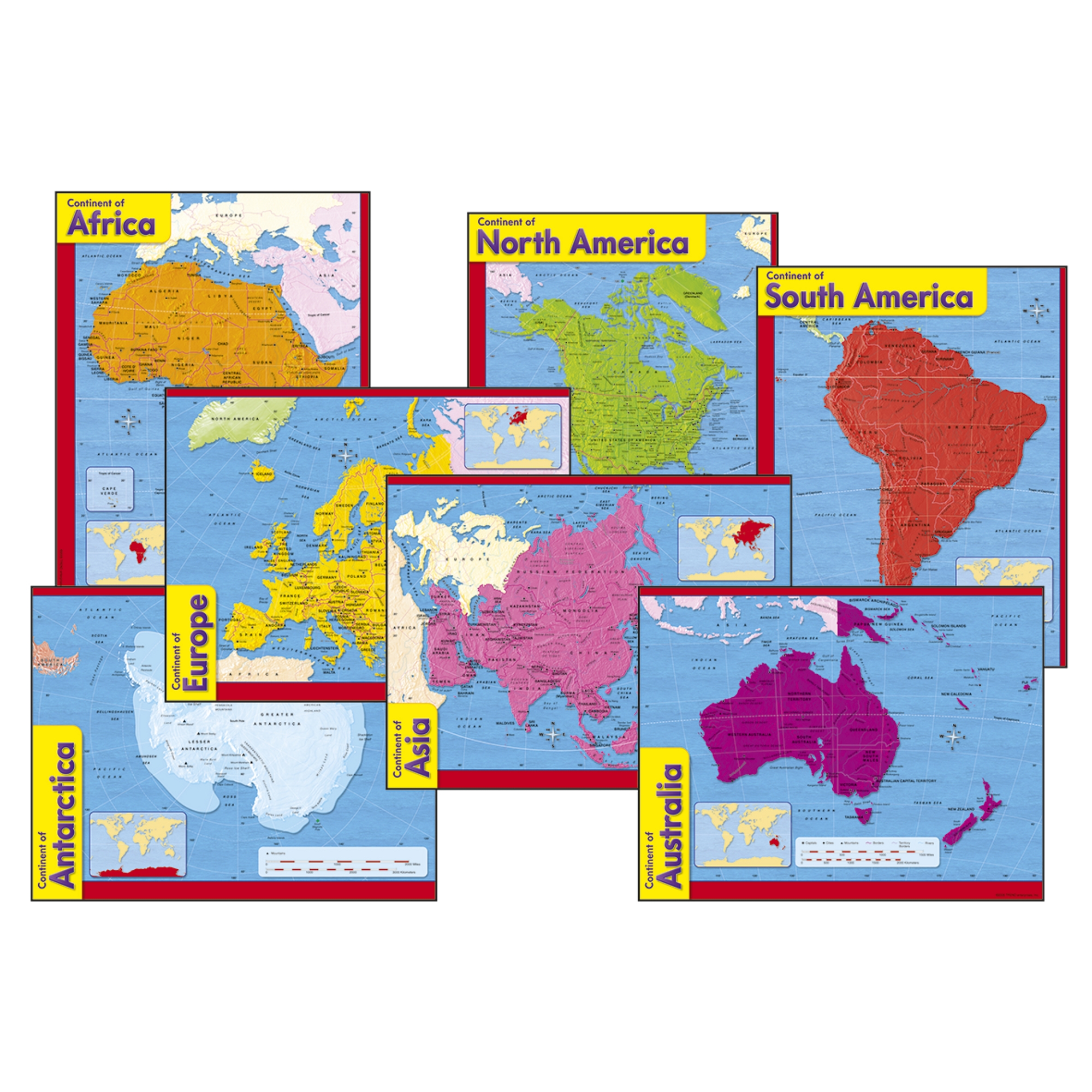 Continents Learning Charts
